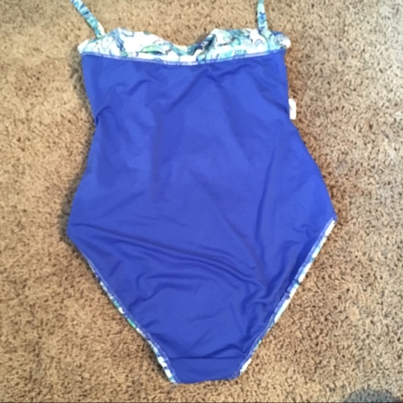 LAUREN RALPH LAUREN Fiesta Paisley Twist Bandeau Underwire Mio One-Piece Blue 6 - Picture 14 of 16